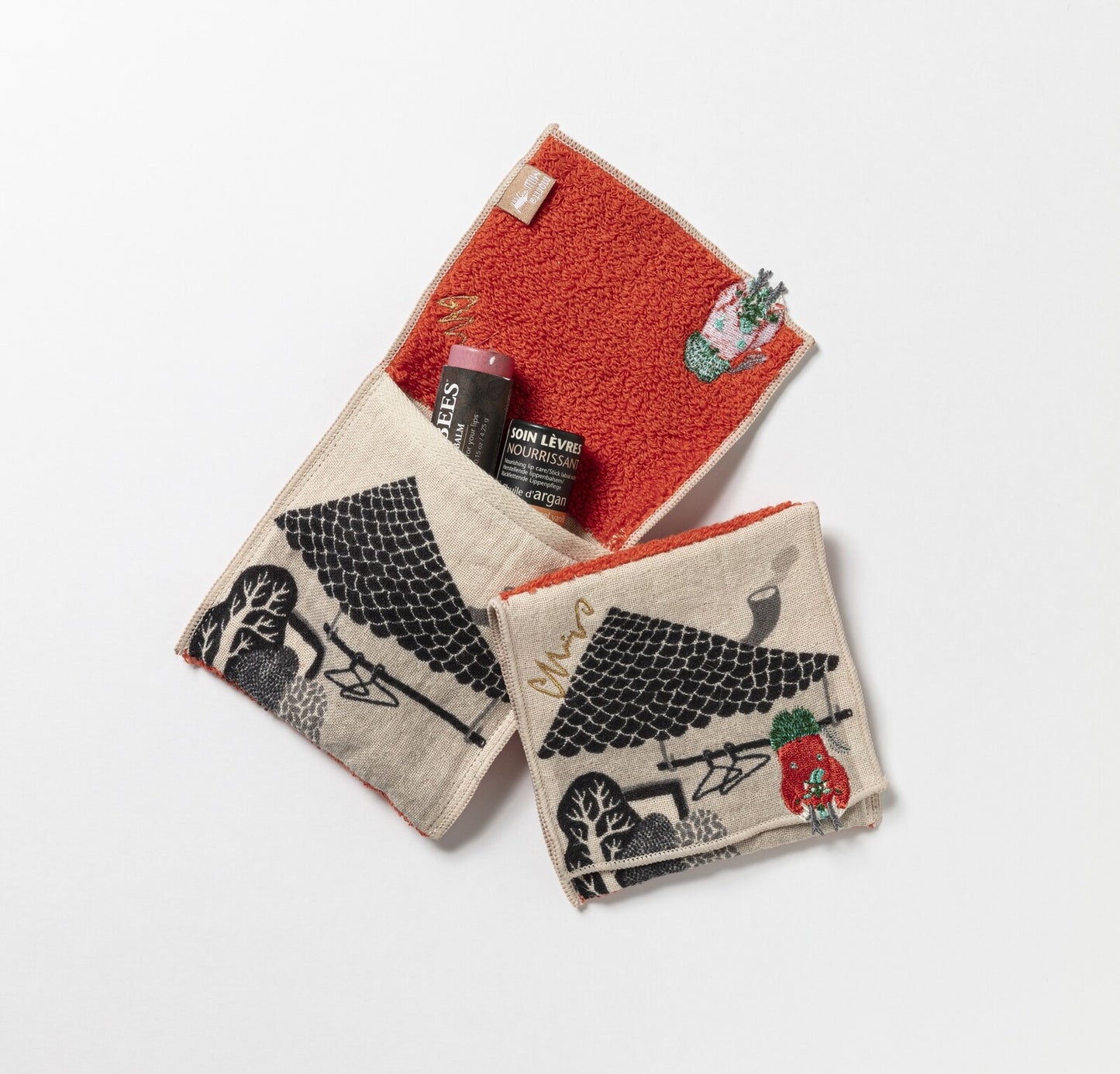 morita MiW gauze handkerchief pouches - Red Amanojaku